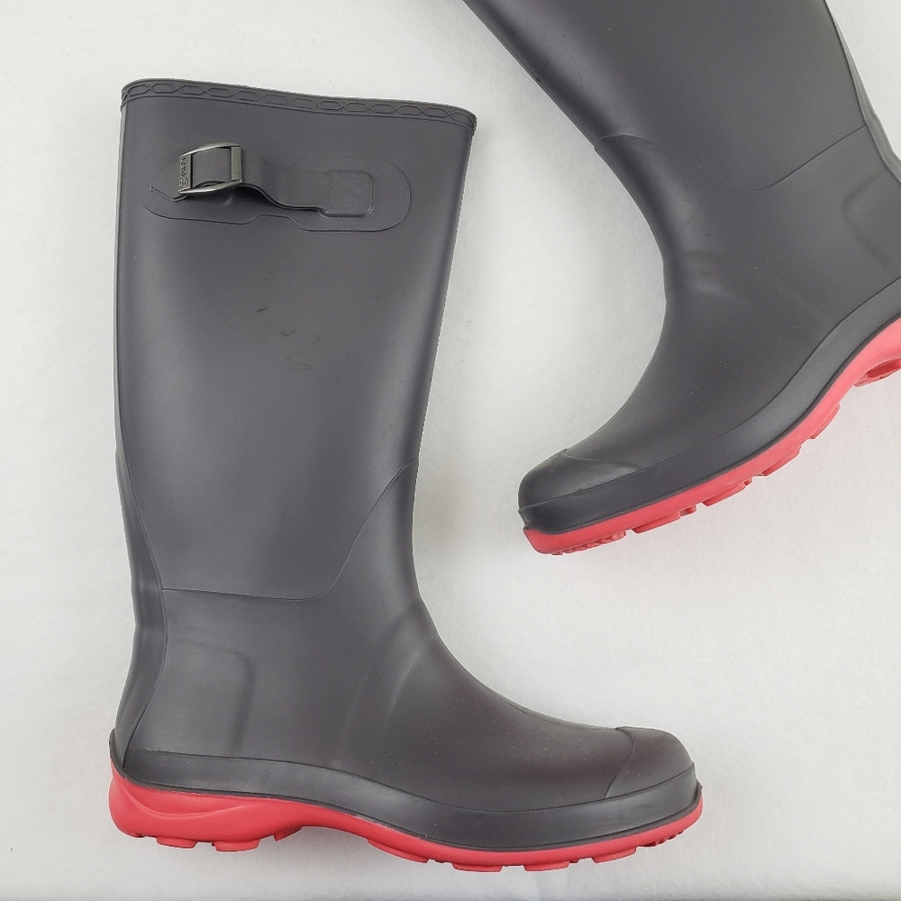 Kamik Olivia Rainboots Dark Grey With Coral Soles Women's Size 10